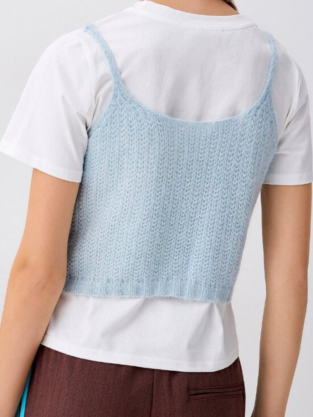 NWT Knit T-shirt and tank set baby blue white - Picture 2 of 3